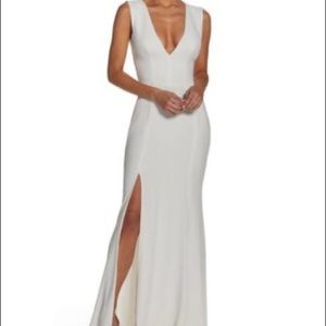 Off white Dress The Population Sandra Slit Gown